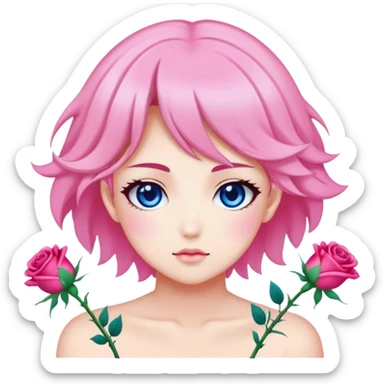 Louve bleu rose néons en dégradés style manga multiples expressions sticker