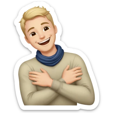 Guy with arms around his neck laughing  sticker