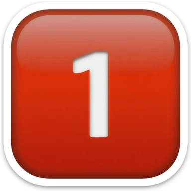 "3D premium,3D rounded-square icon in strong RED with a beveled edge, bold serif white letter '1'centered, strong specular highlights, inner glow, 1024x1024, png" sticker