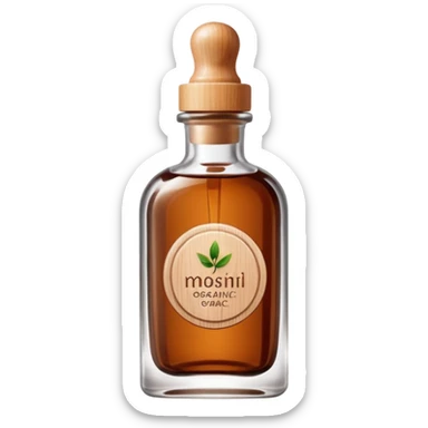 Organic cosmetic in a cristal brown bottle sticker
