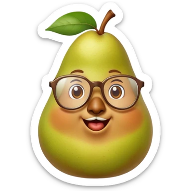 a cute talking pear with glasses sticker