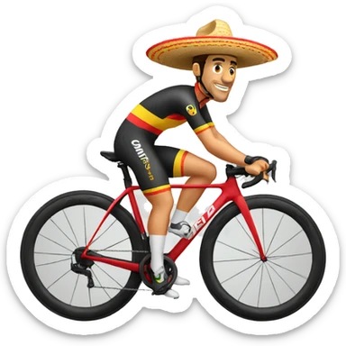 Spanish cycling Profi on his bike wearing a sombrero  sticker