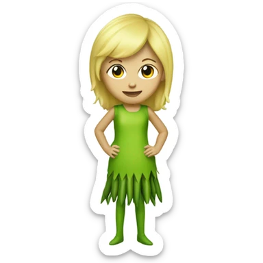 Blonde girl dressed in asparagus costume  sticker