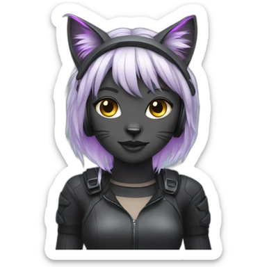 techno cat girl sticker