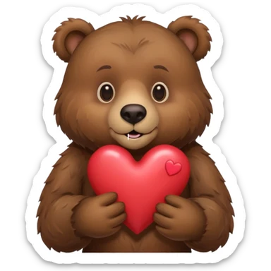 Grizzly Bear with hearts sticker