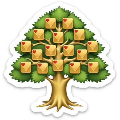 family diagram tree with gold cards sticker