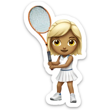 Blonde girl playing tennis with white skirt sticker