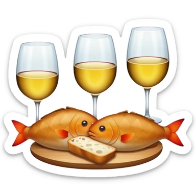 glasses of wine, 2 fishes and 5 loaves and make it chic sticker
