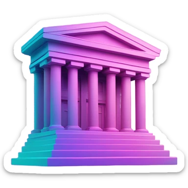 Vaporwave color themed bank emoji sticker
