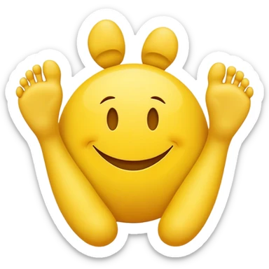 Smily face with feet up behind the face sticker