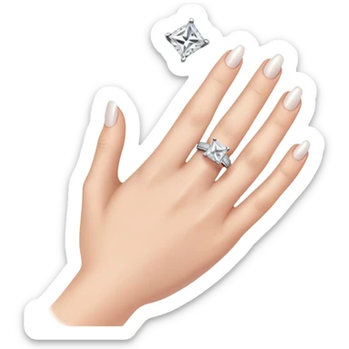 Princess cut engagement ring on hand sticker