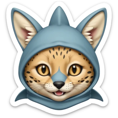 Wearing shark hood serval meme eye wink sticker