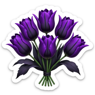 goth tulip bouquet, surrounded by mist, dark aesthetic sticker