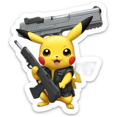 pikachu with desert eagle sticker