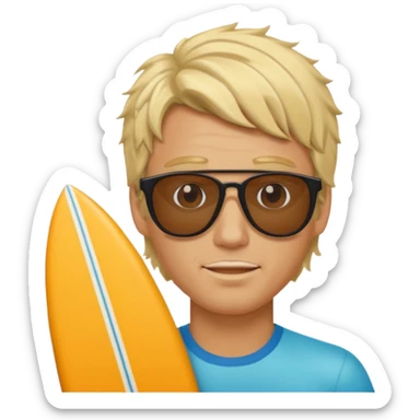 Blonde dude with super long sufer hair sticker