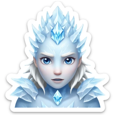 ice creature portrait, head and shoulders only, frozen crystal skin, glowing blue eyes, frost aura, sharp icy textures, fantasy winter vibe, 3D cartoon, mobile game icon style, clean background, no text, no watermark
 sticker