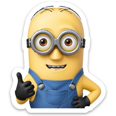 minion from despicable me, yellow character with blue overalls and goggles sticker