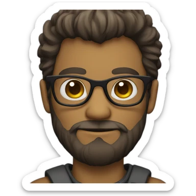 A monkey man with glasses and a beard sticker