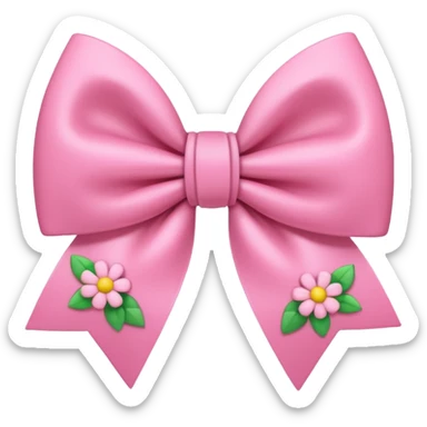 pink cute aesthetic bow with flowers no background sticker