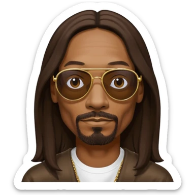 Snoop Dogg with dark brown long hair sticker