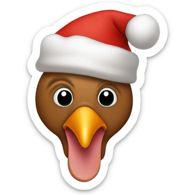 cooked turkey with a christmas hat emoji  sticker