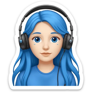 blue long haired woman with headphone sticker