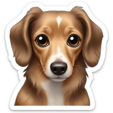 Long hair dachshund Chihuahua mix with dark brown & black hair sticker
