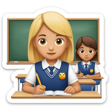 primary student in uniform emoji in class sticker