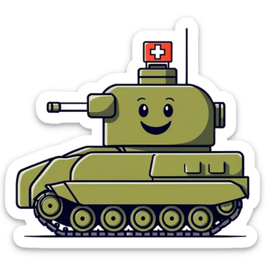 A happy face medical military tank sticker