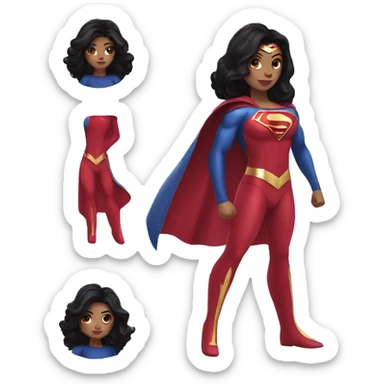 girl in a superwoman costume with long black hair  sticker