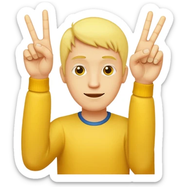 Yellow man holding up 3 fingers (thumb, index, middle) sticker