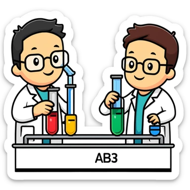 scientist comparing two test tubes labeled A and B sticker