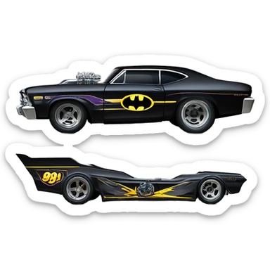Radio Controlled 69 Nova Batman’s favorite, shaped like a top fuel Dragster with exposed suspension  sticker