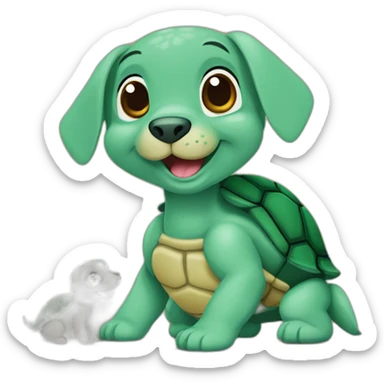 Tortue qui promène un chien sticker