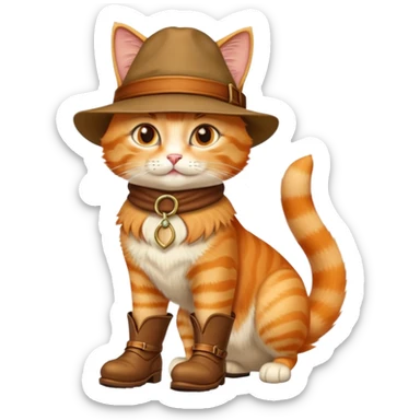 classic Puss in Boots with iconic hat and boots, confident pose sticker