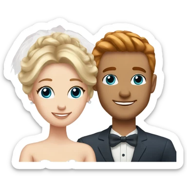 Bride blonde hair brown eyes and husband red hair blue eyes sticker
