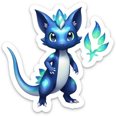Colorful Iridescent Exotic Nebulae Salandit-Meowstic-Amaura-Fakémon-hybrid-creature (full body)  sticker
