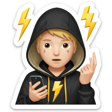 hooded-on-their-phone-making-money lighting bolt sticker