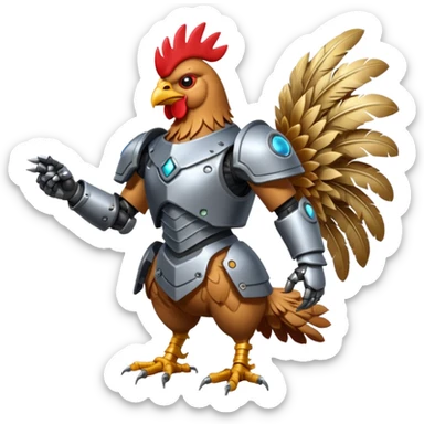 Mecha battle chicken humanoid creature but more human than chicken sticker