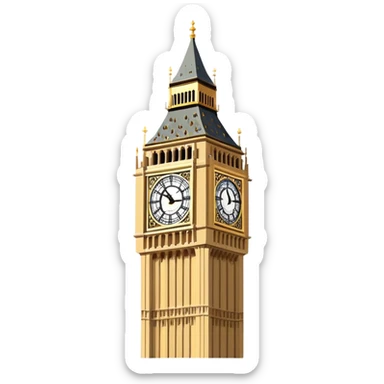 Simplest possible Big Ben tower with flat colors sticker