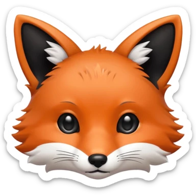 une tête de renard trop kawaii avec des poils noirs à la place de tout les poils blancs sticker