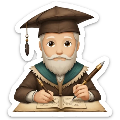 ancient Feathered pen scholar sticker