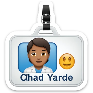 nametag with the words "chad yarde" sticker