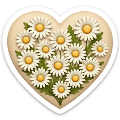 сердечко из ромашек beige sticker