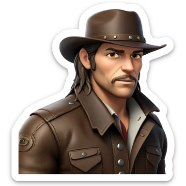 cowboy style with leather jacket sticker