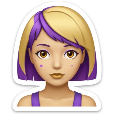 Purple bob haircut gold skin woman sticker