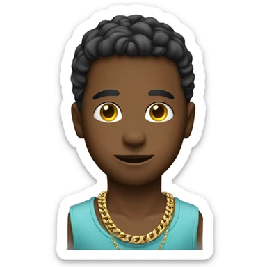 thoughtful boy by car with jewelry on  sticker