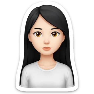 mujer joven con piel blanco y pelo largo negro y lacio sticker