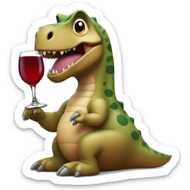 Dino drinking wine sticker