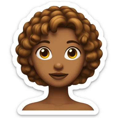 Chica con pelo rizado de color marrón oscuro,piel canela sticker